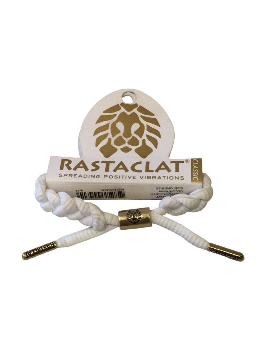 Rastaclat White Corded Bracelet Gold Tone Accents OSFM